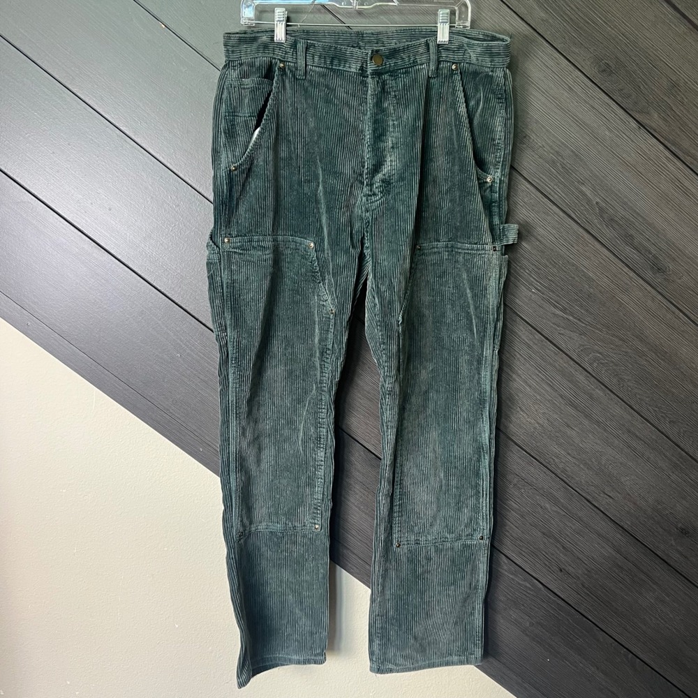 M.N.M.L. Men's Double Knee Corduroy Carpenter Pants Green 34 Workwear Cotton